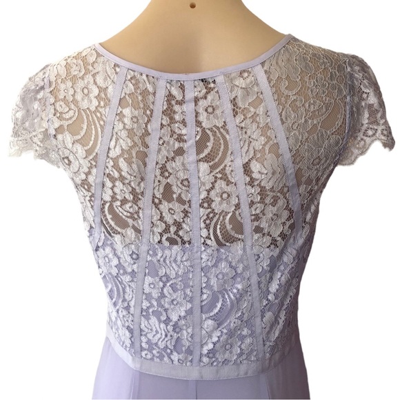 🌿 REVIEW 🌿 womans maxi dress purple capped sleeve lace elegant size 10 - Picture 6 of 11